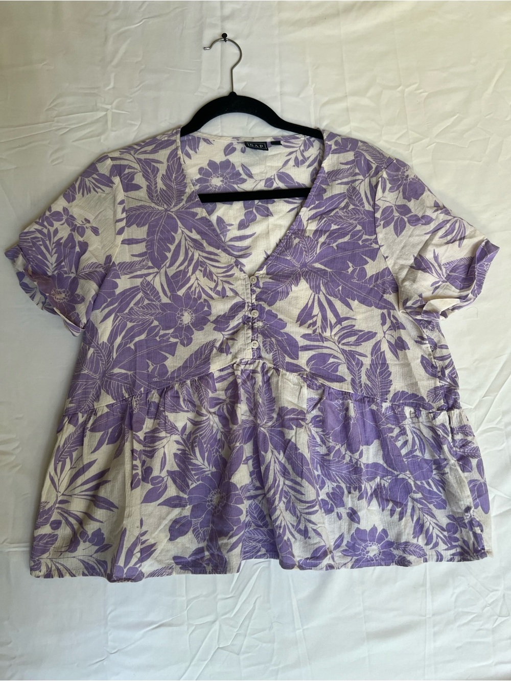 GAP Lavender Floral V-Neck Peplum Top